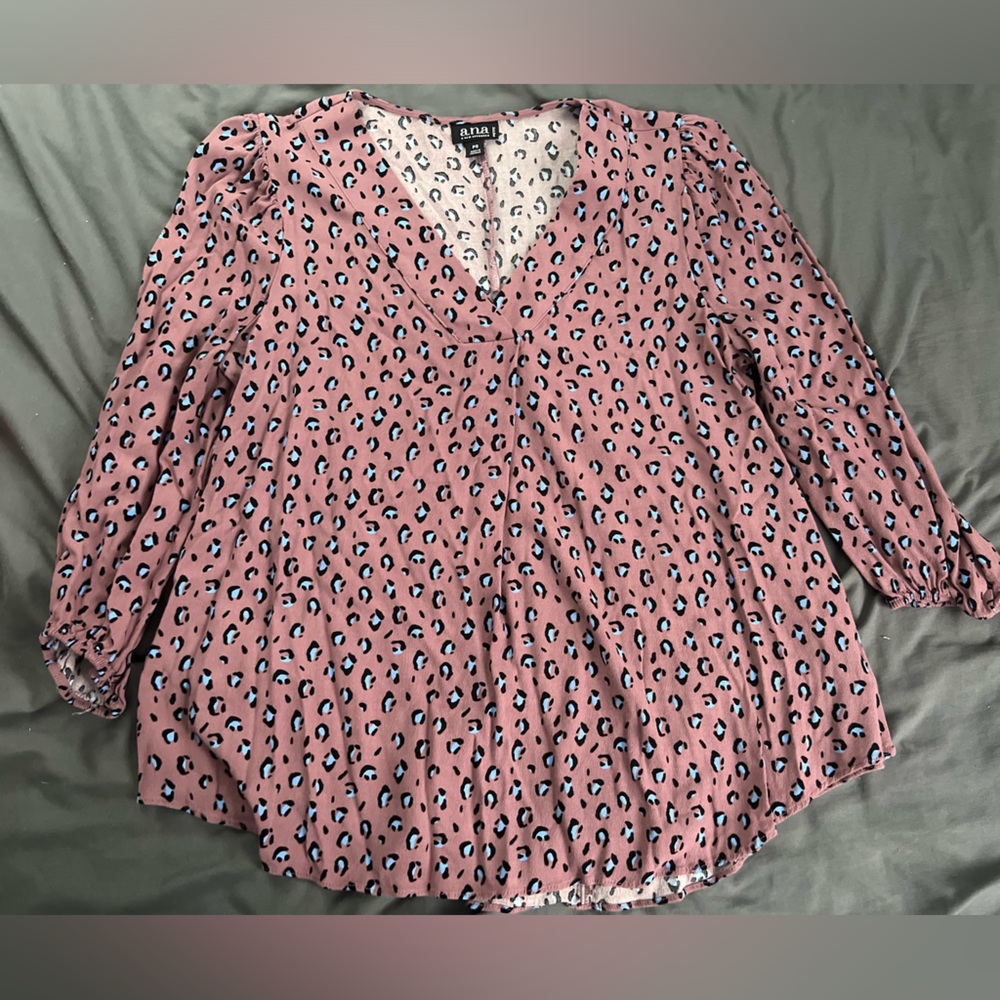 a.n.a Petite Cheetah Print Blouse-PS!